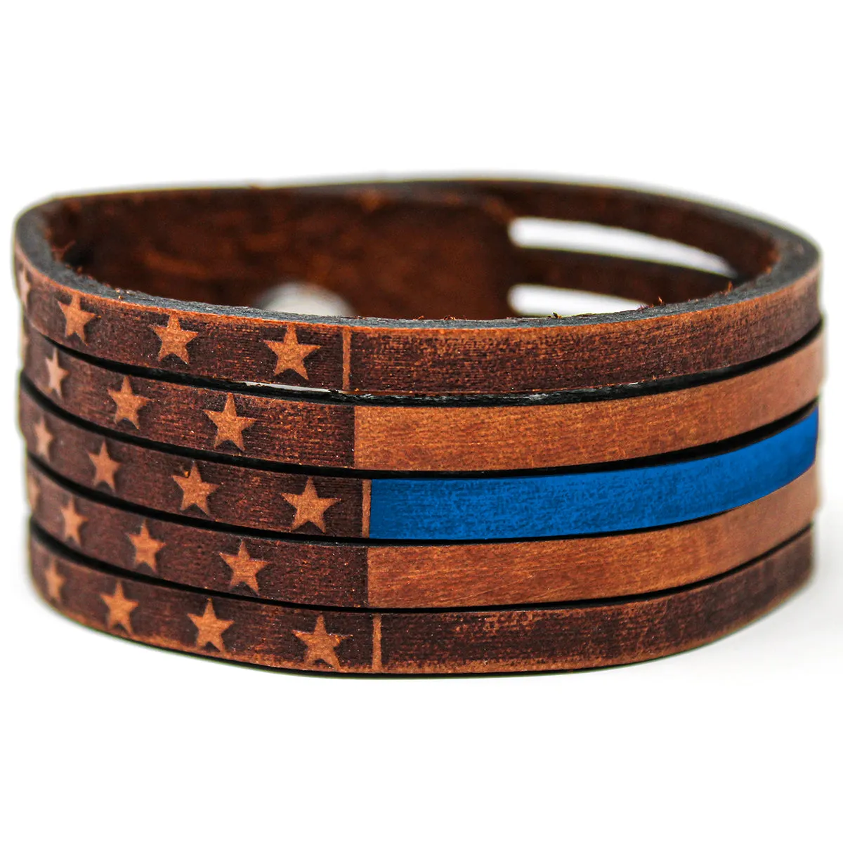 Unisex Leather Cuff - American Flag Slice