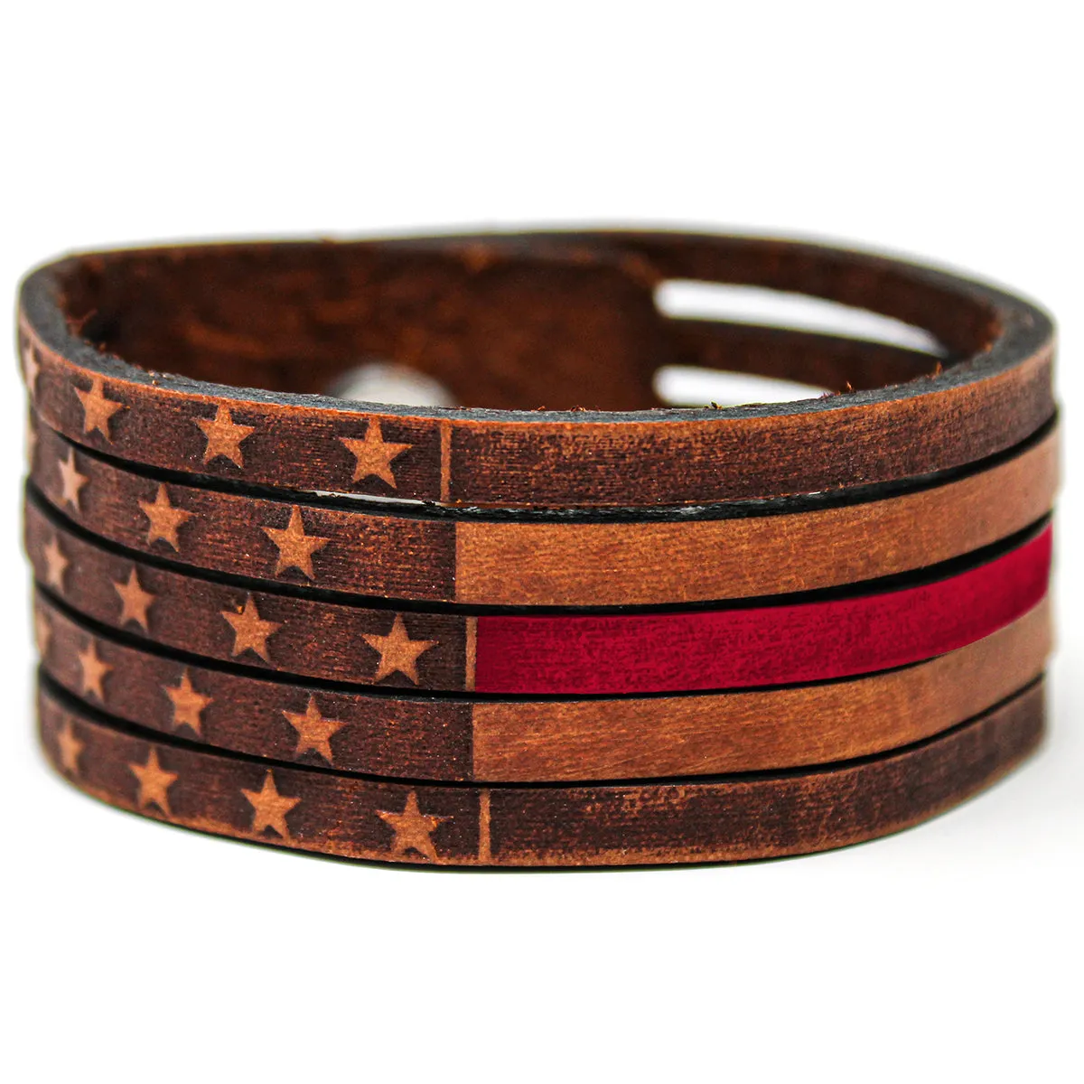 Unisex Leather Cuff - American Flag Slice