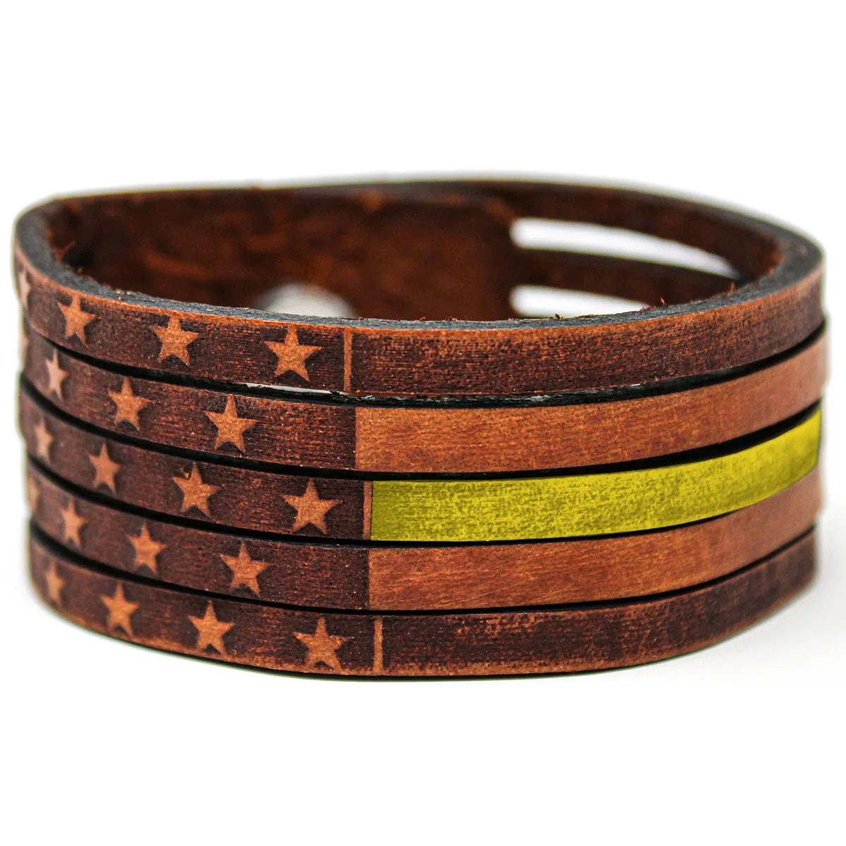 Unisex Leather Cuff - American Flag Slice