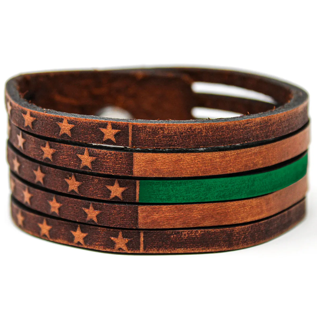 Unisex Leather Cuff - American Flag Slice
