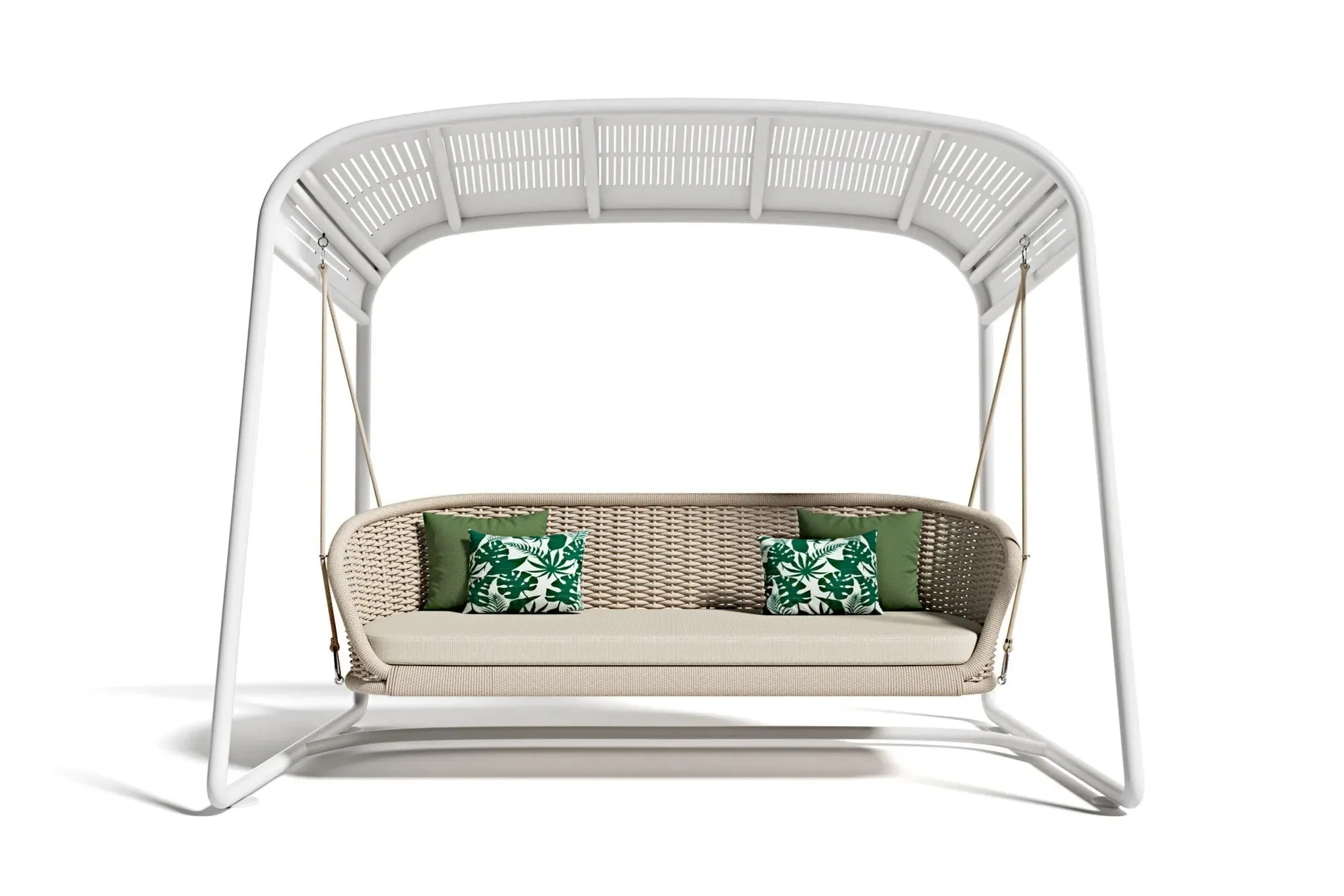 Wobble Double Seater Hanging Swing With Stand For Balcony , Garden Swing (White   Beige)