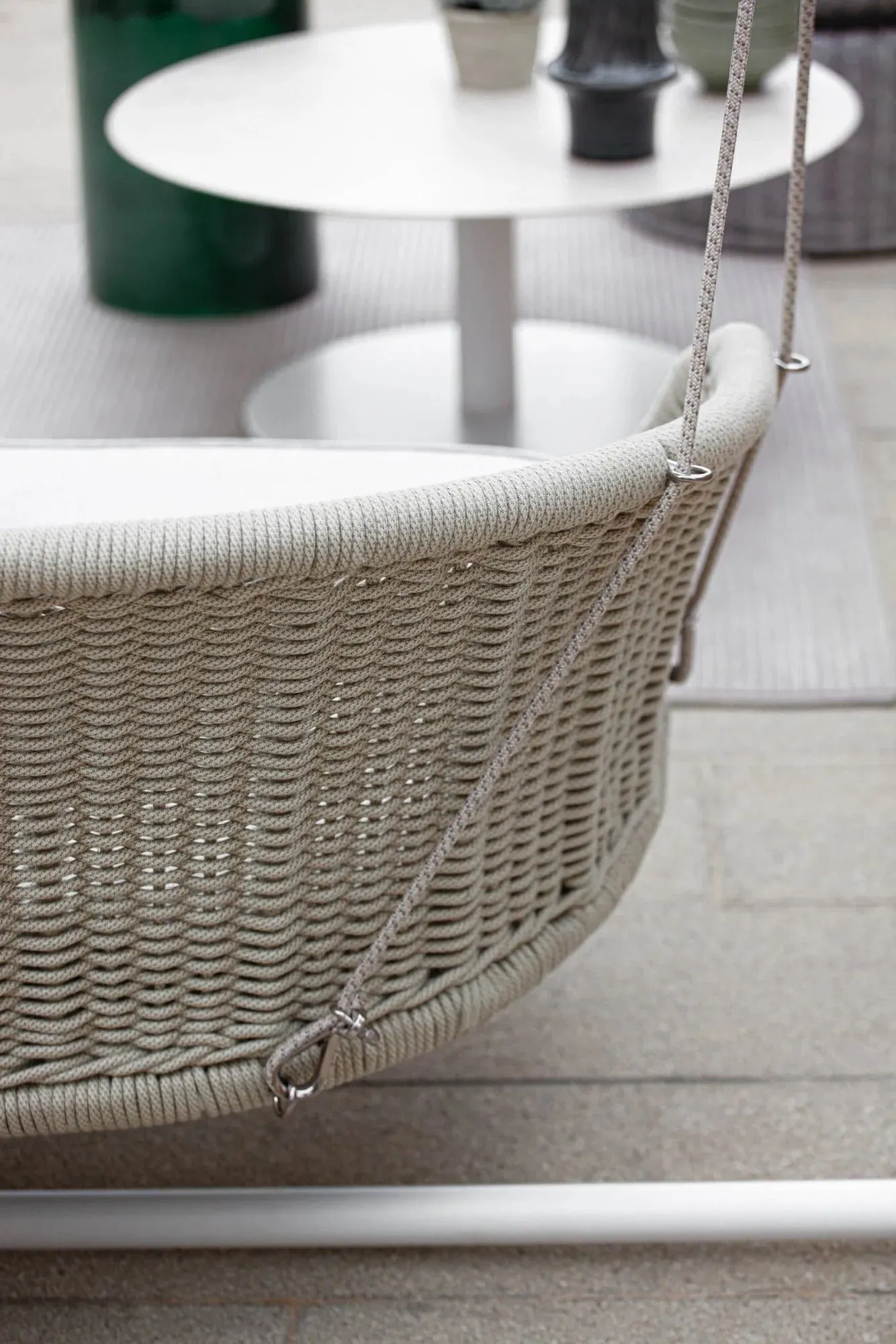 Wobble Double Seater Hanging Swing With Stand For Balcony , Garden Swing (White   Beige)